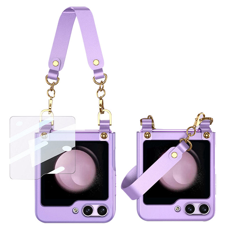 GKK For Samsung Galaxy Z Flip5 5G Hard PC Super Thin Case Hand Strap Design Phone Cover with Small Screen Film GKK For Samsung Galaxy Z Flip5 5G Hard PC Super Thin Case Hand Strap Design Phone Cover with Small Screen Film